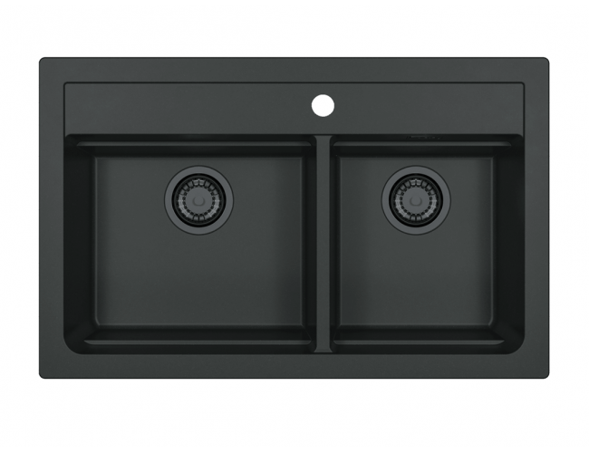 Črno, dvojno, granitno korito za kuhinjo Alveus Atrox 50 A90 Black edition