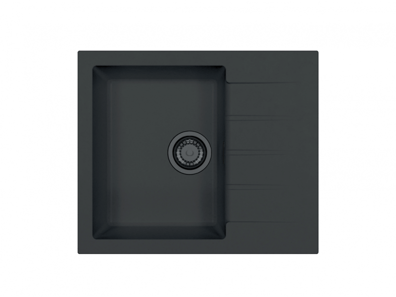 črno pomivalno korito s črnim odtokom, Alveus Cadit 10 Black Edition